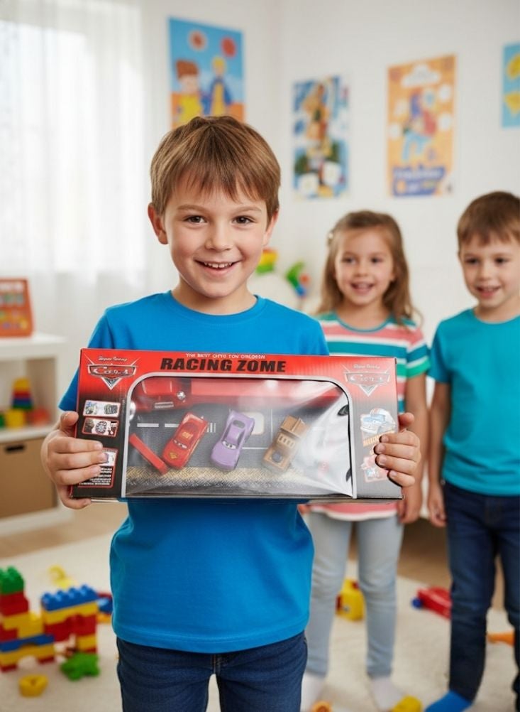 بريميم مجموعة سيارات سباق السيارات للأطفال - سيارات ماكوين مصبوبة مع صندوق عرض - Image 2